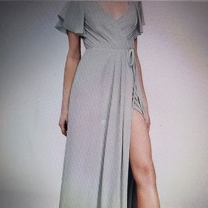 David's Bridal Wrap Dress Dusty Sage Green